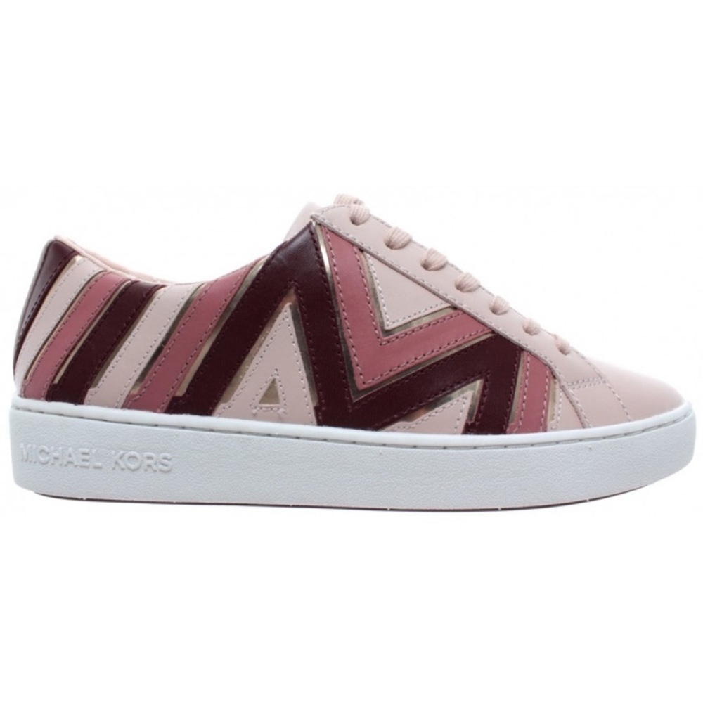 Michael Kors Pink & Burgundy WHITNEY Chevron Leather Sneakers Sz 7.5